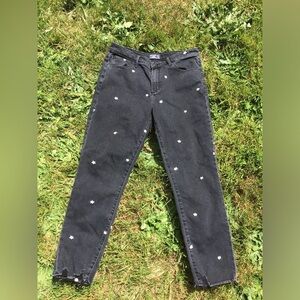 Abercrombie & Fitch High Rise Super Skinny Ankle Embroidered Daisy Jeans Size 10